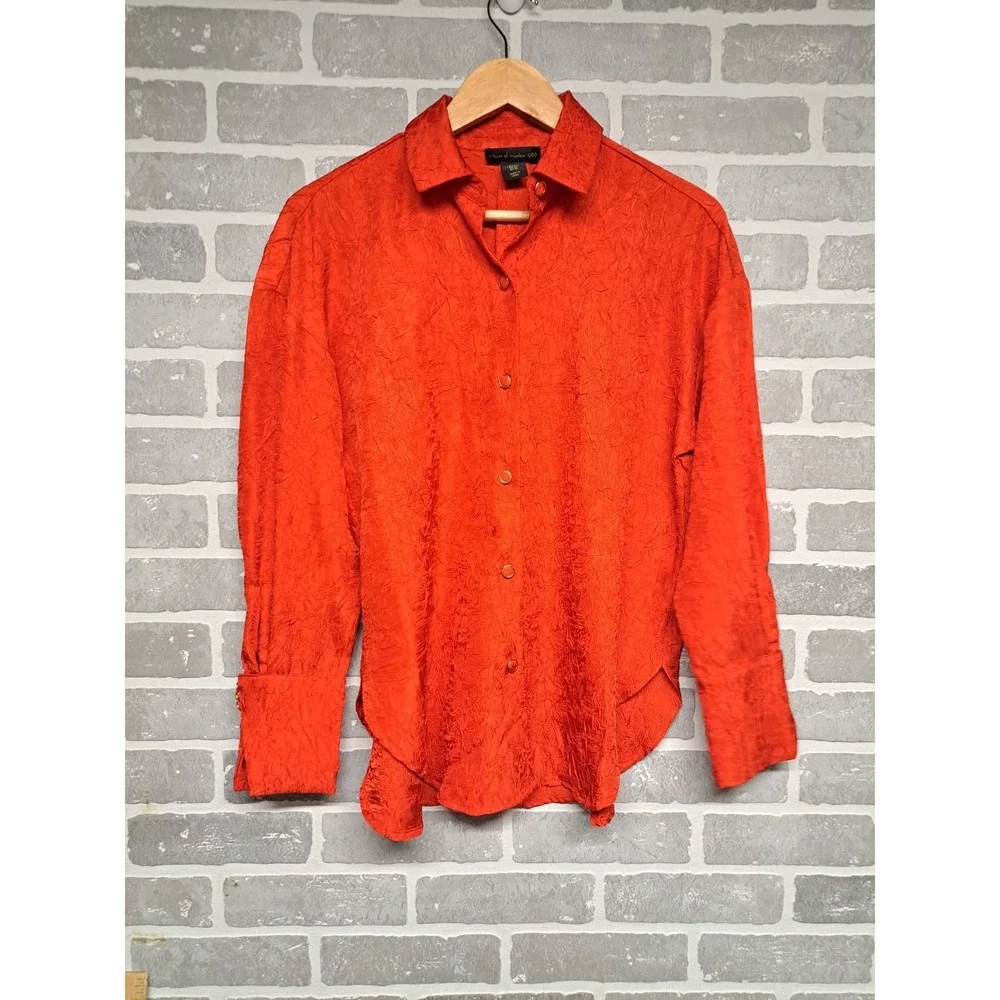 Revolve House Of Harlow 1960 Women Red Button‎ Down Long Sleeve Blouse Size XS
